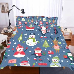 2019 Christmas Santa Claus #10 Duvet Cover Pillowcase Bedding Set Home Decor BS2371