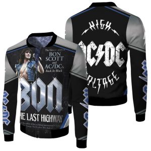 Acdc Bon Scott Bon The Last Highway Fleece Bomber Jacket FBJ0116