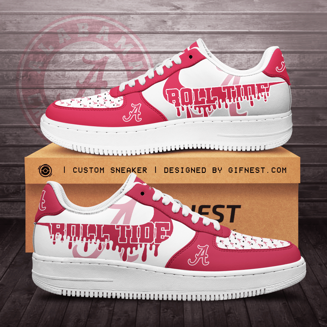 Alabama-Crimson-Tide-Air-Force-Sneaker-Custom-For-Fan Alabama Crimson Tide Air Force Sneaker Custom For Fan