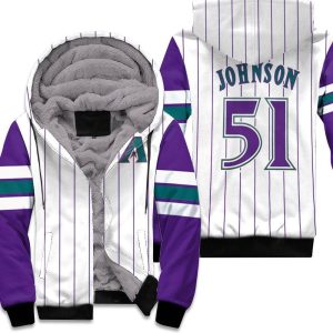 Arizona Diamondbacks Randy Johnson 51 Mlb White Purple Inspired Style Unisex Fleece Hoodie