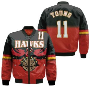 Atlanta Hawks Trae Young 11 Black And Red Inspired Style Bomber Jacket
