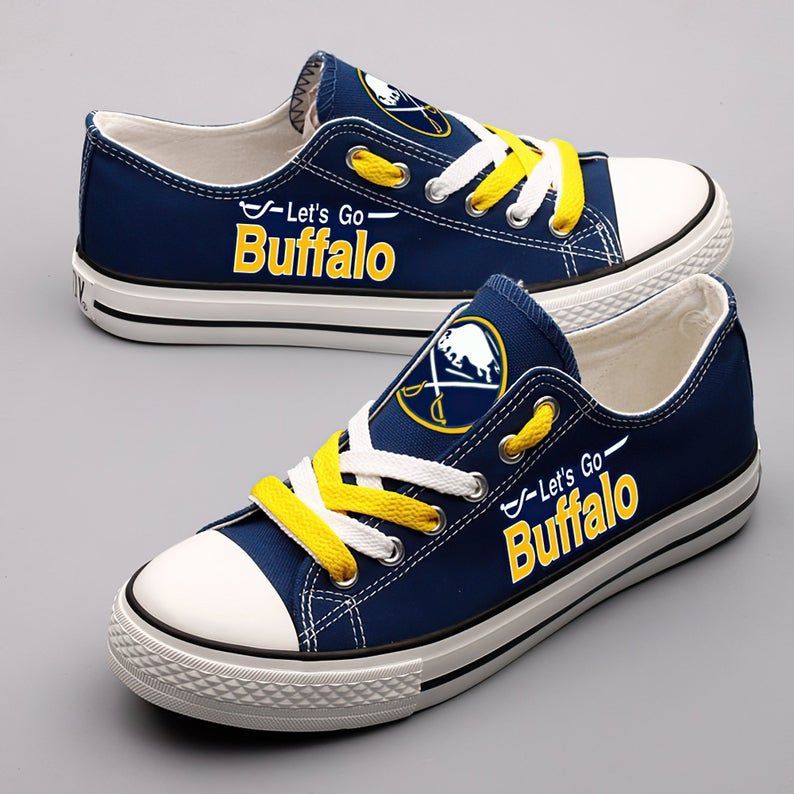 Buffalo-Sabres-NHL-Hockey-Lets-Go-Buffalo-Gift-For-Fans-Low-Top-Custom-Canvas-Shoes Buffalo Sabres NHL Hockey Let's Go Buffalo Gift For Fans Low Top Custom Canvas Shoes