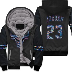 Bulls Michael Jordan Iridescent Holographic Black Inspired Unisex Fleece Hoodie