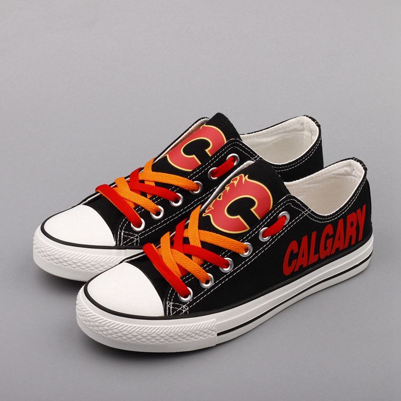 Calgary-Flames-NHL-Hockey-3-Gift-For-Fans-Low-Top-Custom-Canvas-Shoes Calgary Flames NHL Hockey 3 Gift For Fans Low Top Custom Canvas Shoes