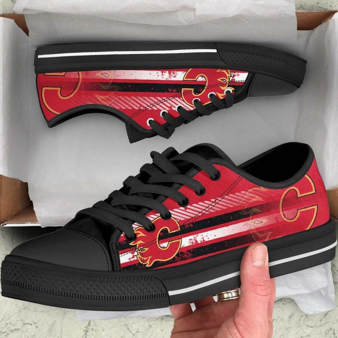 Calgary-Flames-NHL-Hockey-6-Low-Top-Sneakers-Low-Top-Shoes Calgary Flames NHL Hockey 6 Low Top Sneakers Low Top Shoes