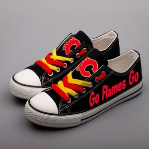 Calgary Flames NHL Hockey Go Flames Go Gift For Fans Low Top Custom Canvas Shoes LT0134