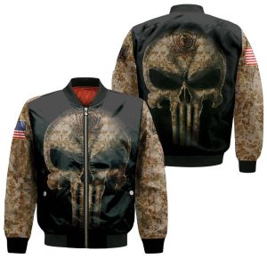 Camouflage Skull Dallas Mavericks American Flag Bomber Jacket
