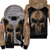Camouflage Skull Houston Rockets American Flag Unisex Fleece Hoodie