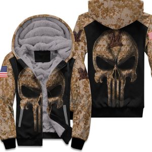 Camouflage Skull Milwaukee Brewers American Flag Unisex Fleece Hoodie