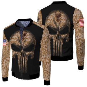 Camouflage Skull Milwaukee Bucks American Flag Fleece Bomber Jacket FBJ1271
