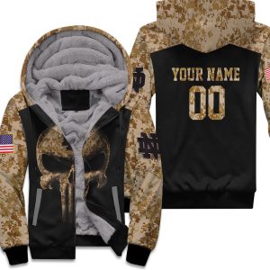 Camouflage Skull Notre Dame Fighting Irish American Flag 3D Personalized Unisex Fleece Hoodie