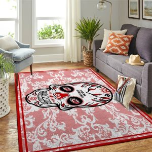 Carolina Hurricanes NHL Team Logo Skull Flower Style Nice Gift Home Decor Rectangle Area Rug R1579