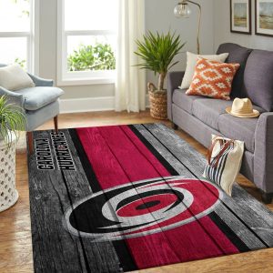 Carolina Hurricanes NHL Team Logo Wooden Style Nice Gift Home Decor Rectangle Area Rug R0538