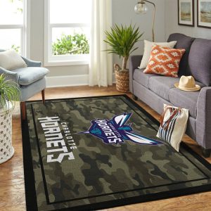 Charlotte Hornets NBA Team Logo Camo Style Nice Gift Home Decor Rectangle Area Rug R0639