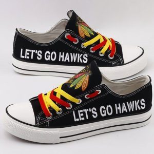 Chicago Blackhawks NHL Hockey Let's Go Hawks Gift For Fans Low Top Custom Canvas Shoes LT0513