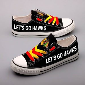 Chicago Blackhawks NHL Hockey Let's Go Hawks Gift For Fans Low Top Custom Canvas Shoes LT0403
