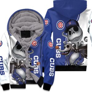 Chicago Cubs Jack Skellington And Zero Unisex Fleece Hoodie