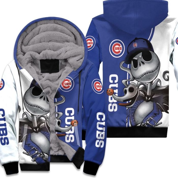 Chicago Cubs Jack Skellington And Zero Unisex Fleece Hoodie