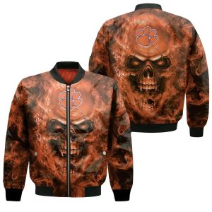 Clemson Tigers NCAA Fans Skull Bomber Jacket BBJ1122