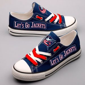 Columbus Blue Jackets NHL Hockey Let's Go Jackets Gift For Fans Low Top Custom Canvas Shoes LT0880