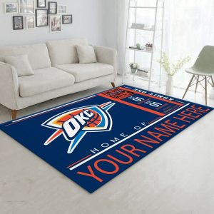 Customizable Oklahoma City Thunder Wincraft Personalized NBA Rug Living Room Rug Floor Decor R1781