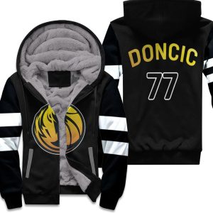 Dallas Mavericks Luka Doncic 77 Nba Golden Edition White Unisex Fleece Hoodie