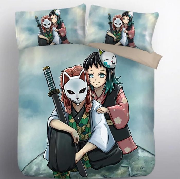 Demon Slayer Kimetsu no Yaiba Sabito Makomo #9 Duvet Cover Pillowcase Bedding Set