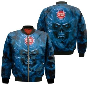 Detroit Pistons NBA Fans Skull Bomber Jacket BBJ1063