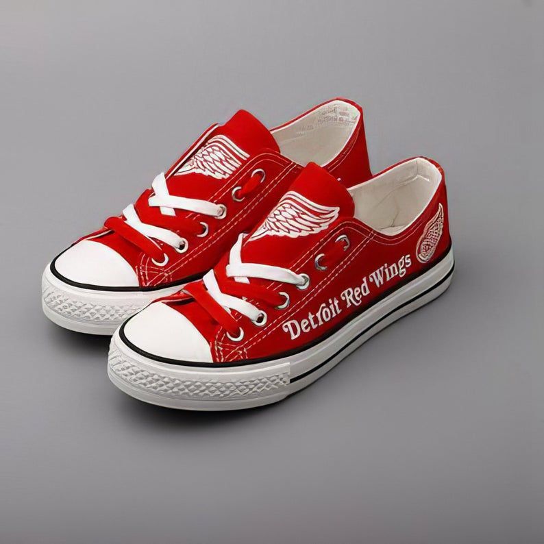 Detroit-Red-Wings-NHL-Hockey-Gift-For-Fans-Low-Top-Custom-Canvas-Shoes Detroit Red Wings NHL Hockey Gift For Fans Low Top Custom Canvas Shoes