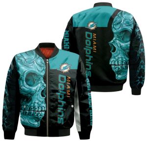 Miami Dolphins NFL Skull 3D Printed Bomber Jacket BBJ1119