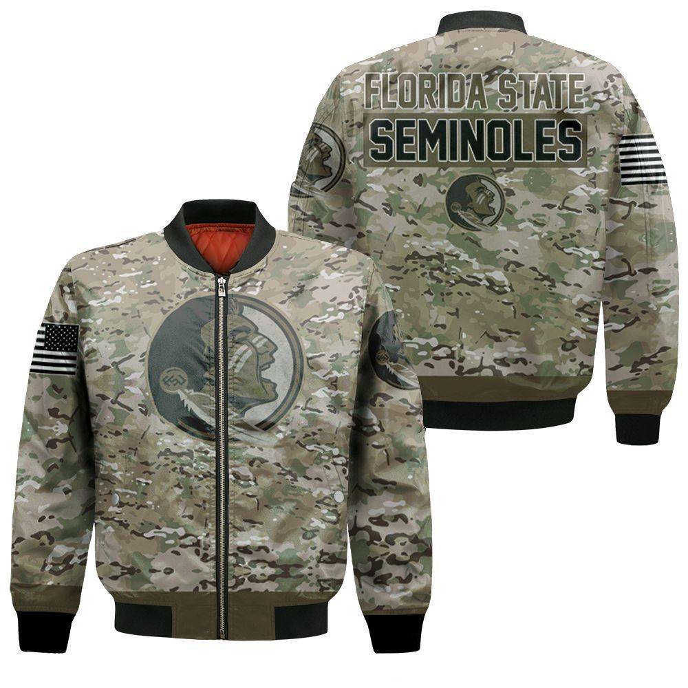 Florida-State-Seminoles-Camo-Pattern-3D-Bomber-Jacket Florida State Seminoles Camo Pattern 3D Bomber Jacket