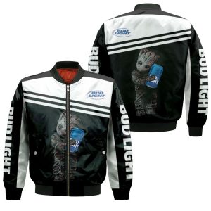 Groot Hug Bud Light Tin 3D Bomber Jacket BBJ0984