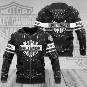 Harley Davidson Black Stone,Harley Davidson Zip-Up Hoodie For Fans