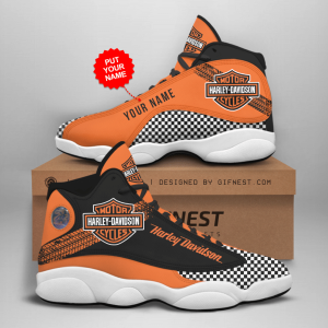 Harley Davidson Jordan 13 Personalized Shoes Harley Davidson Customized Name Sneaker