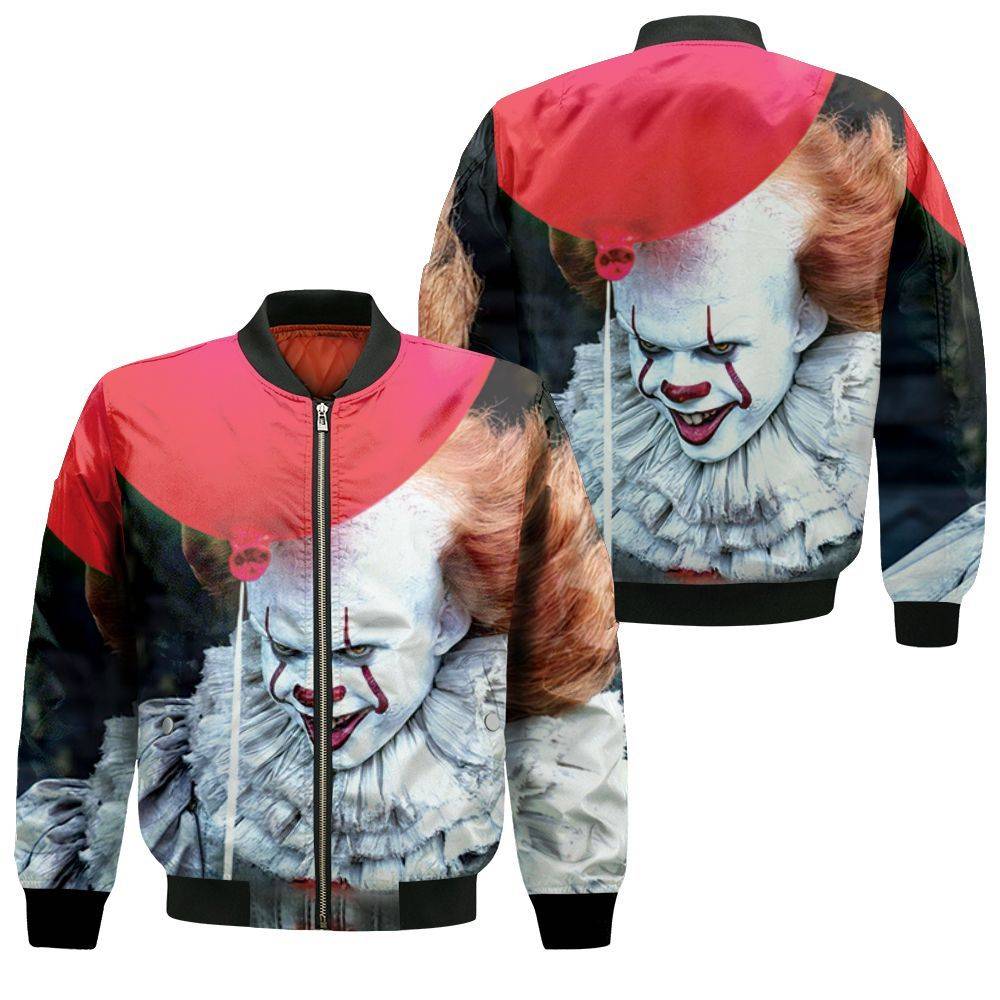 It-Balloon-Pennywise-Halloween-3D-Bomber-Jacket It Balloon Pennywise Halloween 3D Bomber Jacket