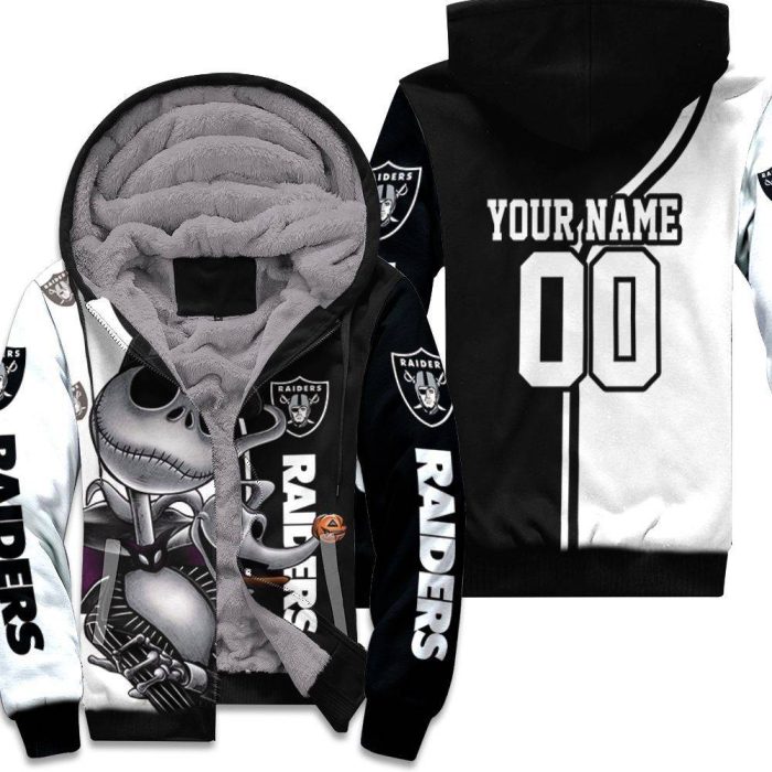 Jack Skellington Las Vegas Raiders 3D Personalized Unisex Fleece Hoodie