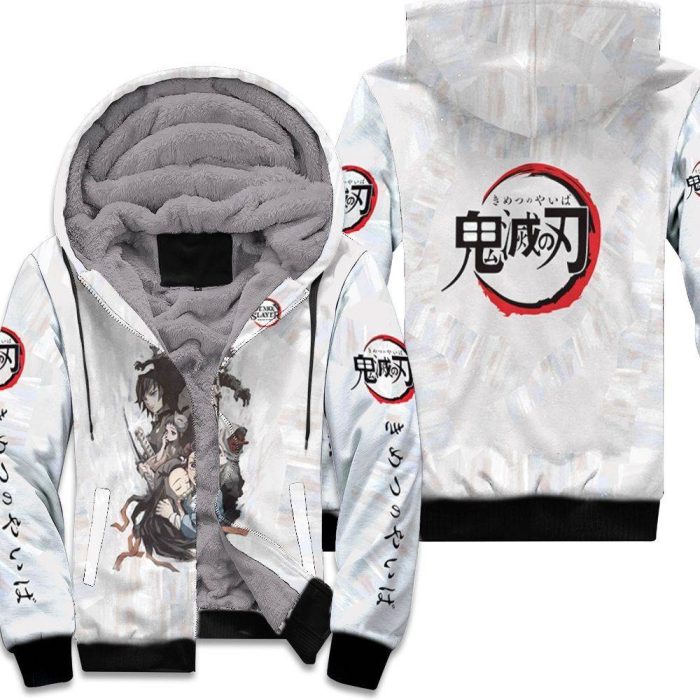 Kimetsu No Yaiba Anime Hashira And Demon Slayers Corps White Unisex Fleece Hoodie