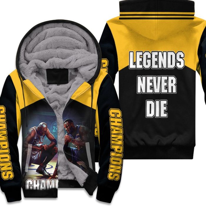 Kobe Bryant Lebron James Legend Never Dies Los Angles Lakers Champions 3D Printed Unisex Fleece Hoodie