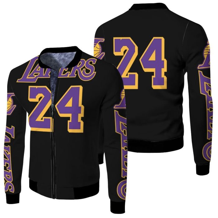 Los Angeles Lakers 24 Kobe Bryants Inspired Fleece Bomber Jacket