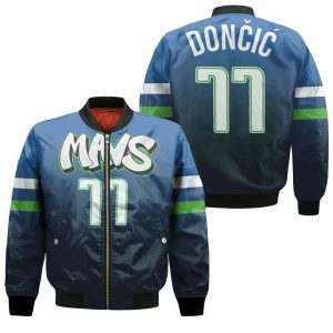Luka Doncic Dallas Mavericks 2020 Blue City Edition Inspired Bomber Jacket