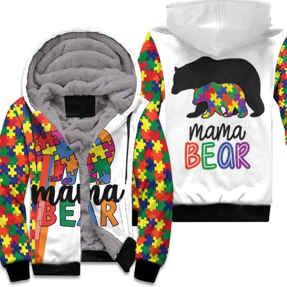Mama-Bear-Autism-Support-Unisex-Fleece-Hoodie Mama Bear Autism Support Unisex Fleece Hoodie