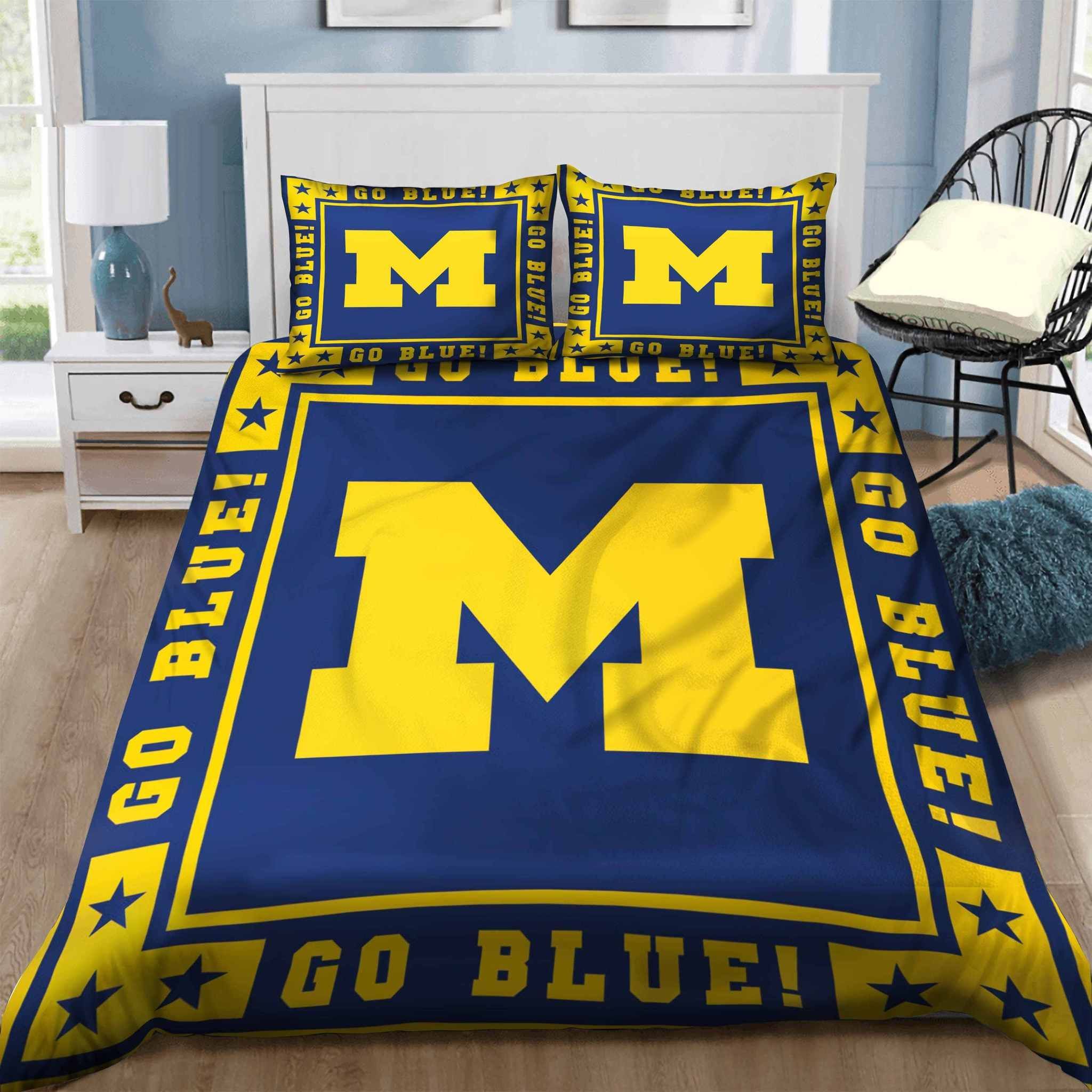 Michigan-Wolverines-Bedding-Set-Sleepy-1-Duvet-Cover-2-Pillow-Cases Michigan Wolverines Bedding Set Sleepy - 1 Duvet Cover & 2 Pillow Cases