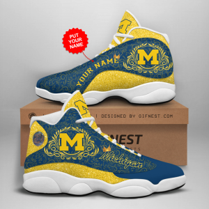 Michigan Wolverines Jordan 13 Personalized Shoes Michigan Wolverines Customized Name Sneaker JD130773