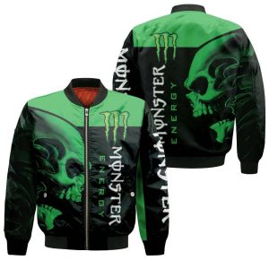 Monster Energy Drink Logo With Skull 3D Bomber Jacket BBJ1363