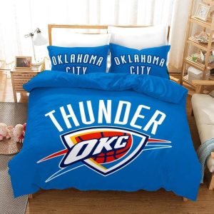 NBA Oklahoma City Thunder Logo Basketball Bedding Set- 1 Duvet Cover & 2 Pillow Cases BS1406