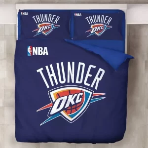 NBA Oklahoma City Thunder Logo Basketball Bedding Set- 1 Duvet Cover & 2 Pillow Cases BS2404