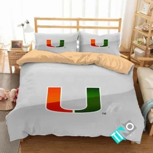 NCAA Miami Hurricanes 1 Logo V 3D Duvet Cover Bedding Sets BS1763
