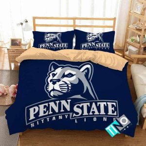 NCAA Penn State Nittany Lions Logo With Iconic Colors Bedding Set - 1 Duvet Cover & 2 Pillow Cases BS1914