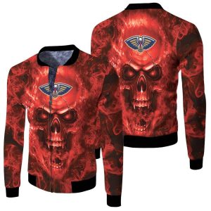 New Orleans Pelicans NBA Fans Skull Fleece Bomber Jacket FBJ1358