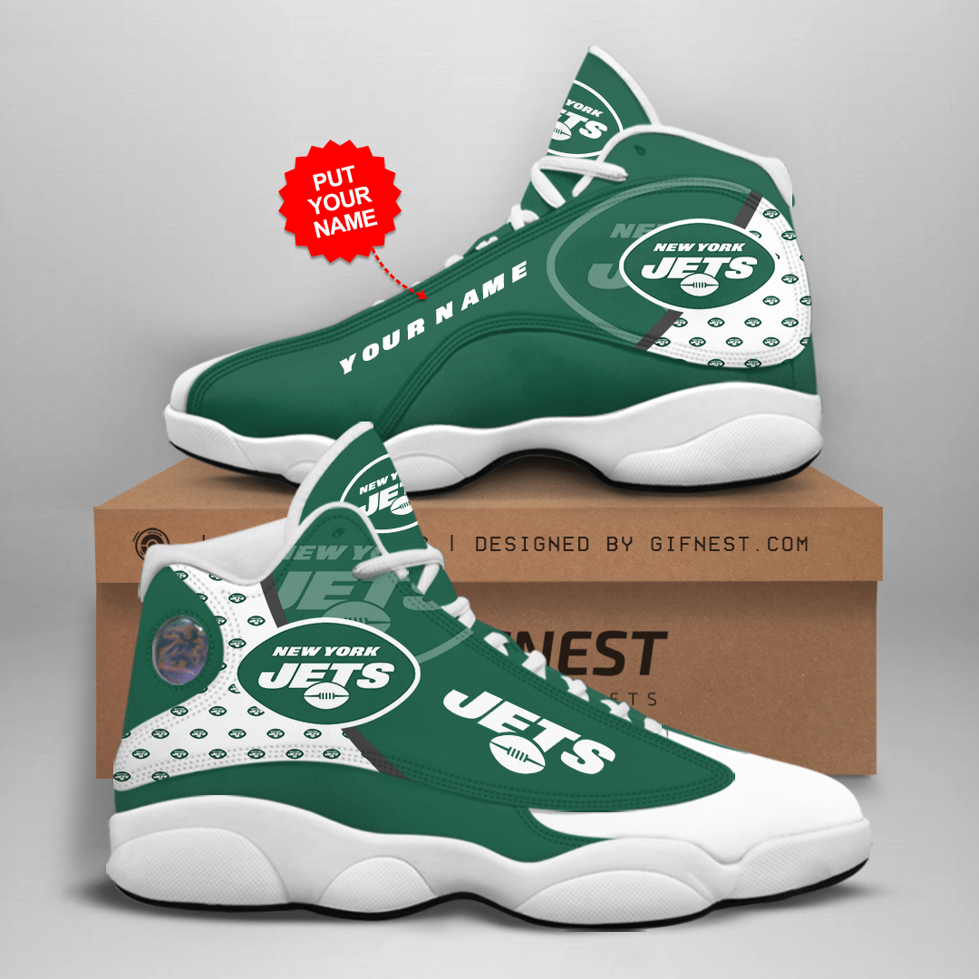 New-York-Jets-MenS-Jordan-13-Custom-Name-Personalized-Shoes New York Jets Men'S Jordan 13 Custom Name Personalized Shoes
